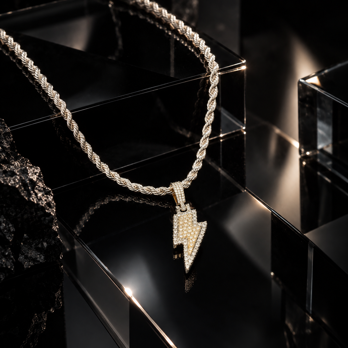 Edge Lightning Iced Pendant