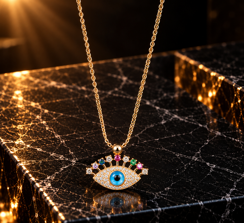 Clarity Rainbow Evil Eye Chain